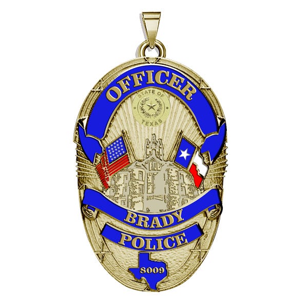 Personalized Brady Texas Police Badge with Your Rank and Number