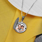 Round Floral Photo Locket With 18" Chain