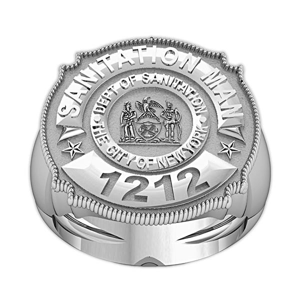 Personalized Sanitation Badge with Number, Department, & Rank