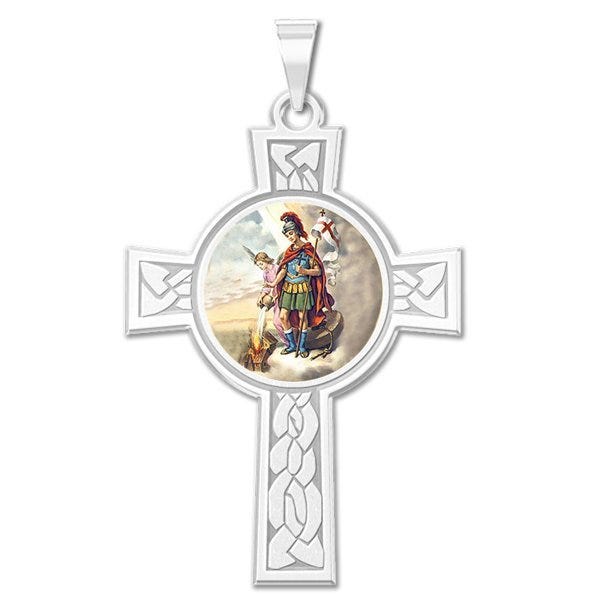 Saint Florian Cross Religious Medal "Color"