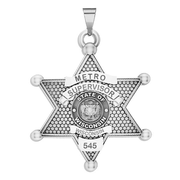 Personalized 6-Point Star Wisconsin Sheriff Badge with Your Dept., Rank and Number