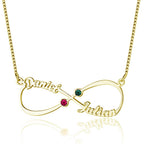 Infinity Name Necklace w/ 2 Names & Birthstones