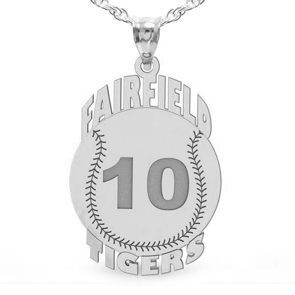 Custom Team Baseball Charm with Number