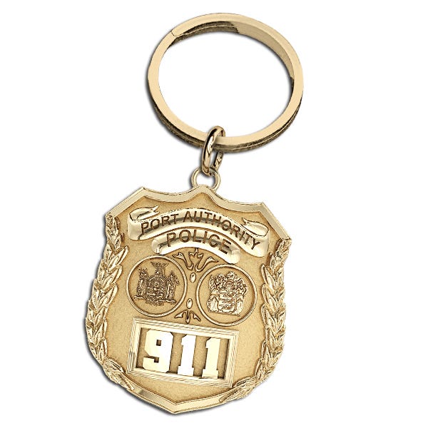 Personalized Port Authority Police Badge Keychain with Your Number