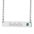 Horizontal Name Necklace with Birthstone and 18" Chain