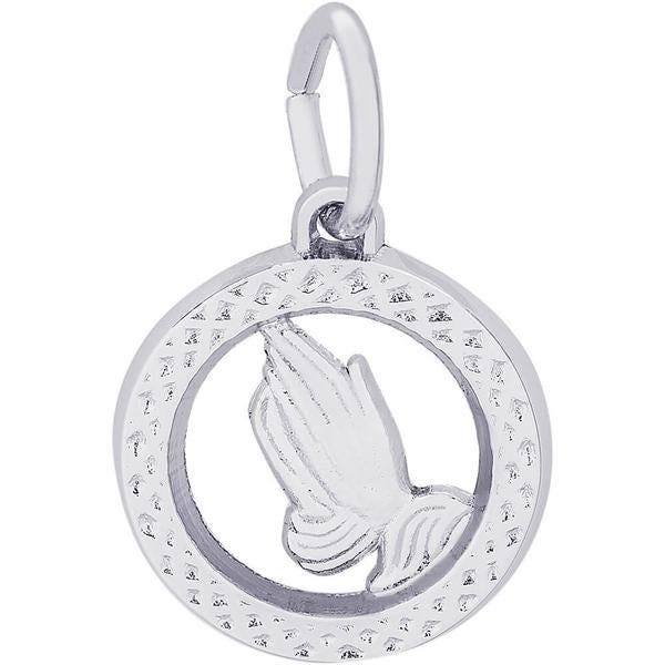 Small Praying Hands Open Disc Pendant