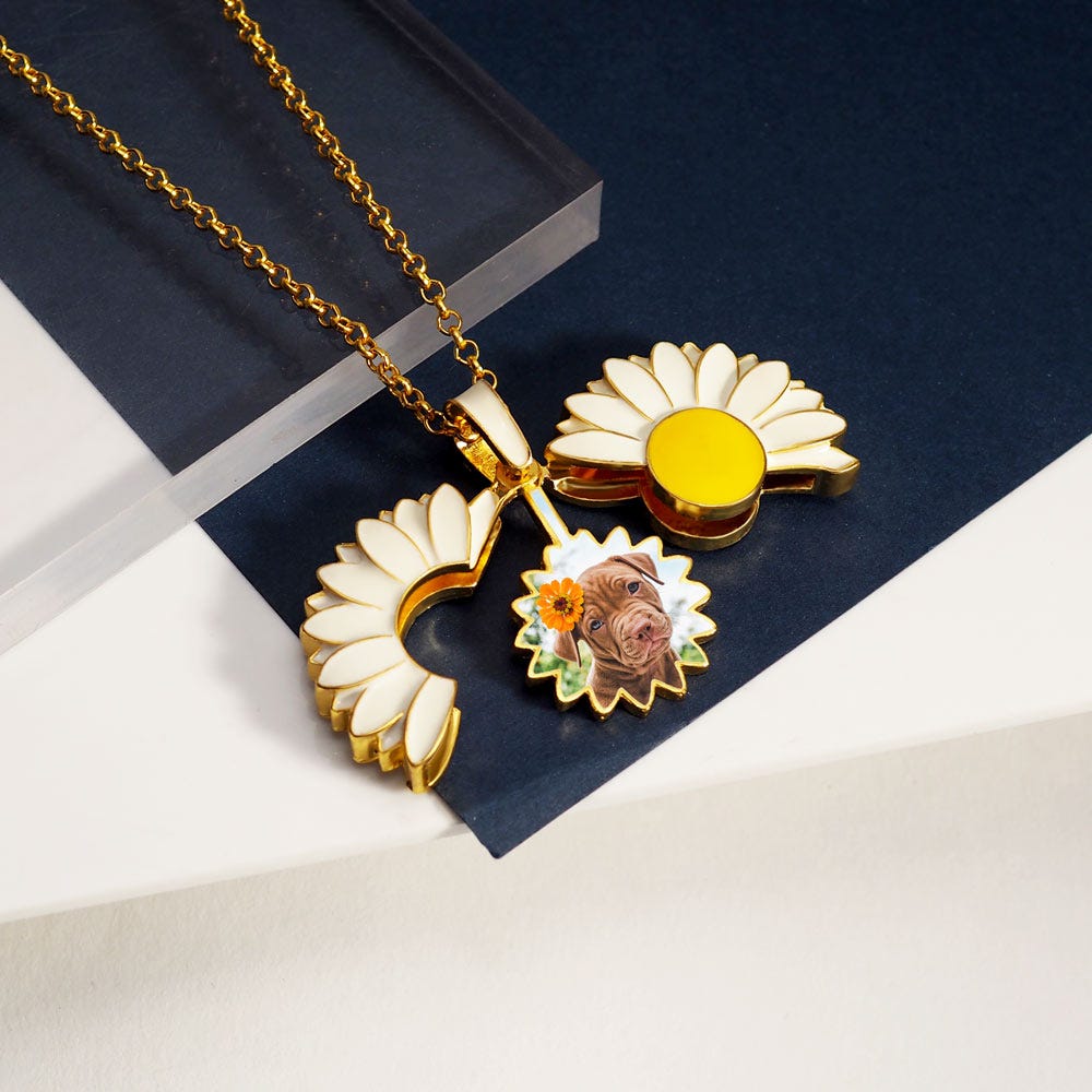Exclusive Enameled Daisy Photo Necklace