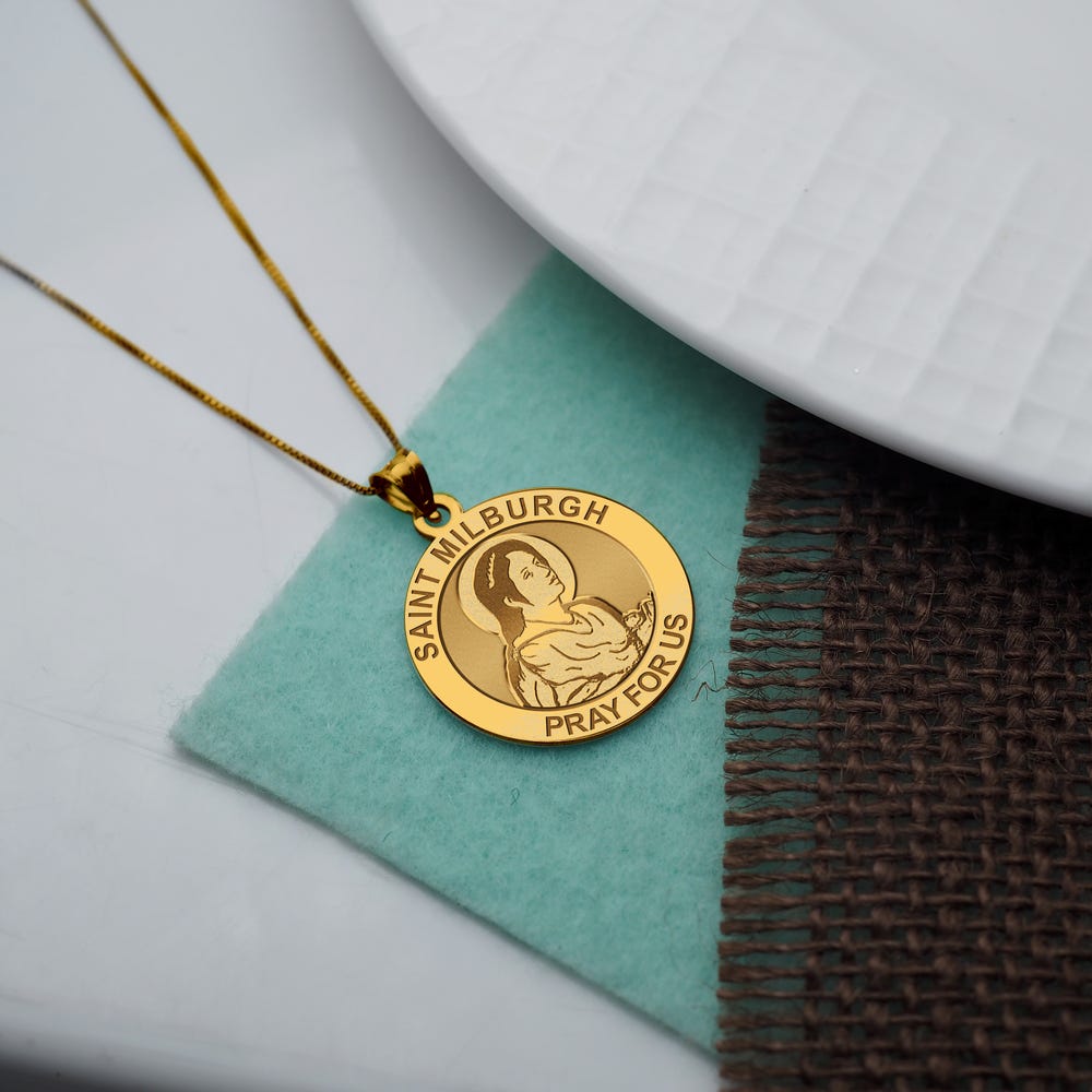 Saint Milburgh Round Religious Medal