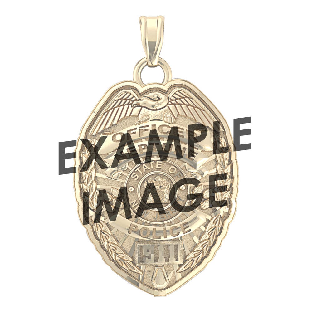 Personalized Police Officer Badge Pendant with Your City Seal, Rank, Department, Name or Number
