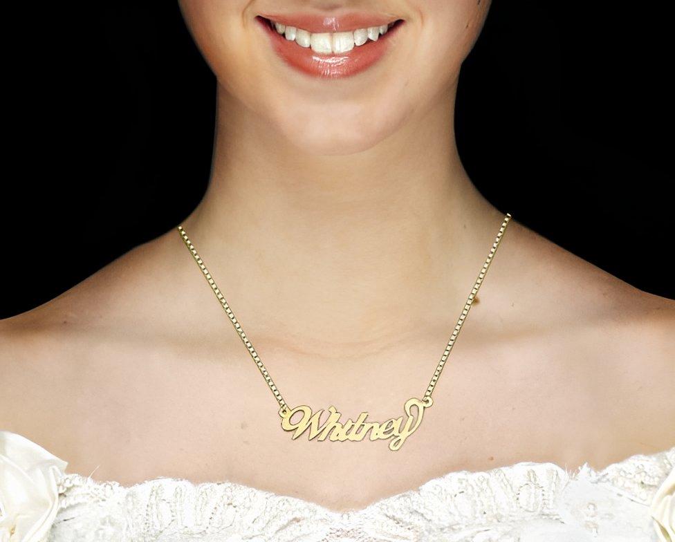14K Yellow Gold Script Name Necklace