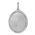 Large Custom Fingerprint Diamond Oval Pendant