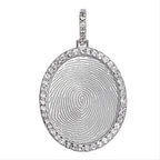 Large Custom Fingerprint Diamond Oval Pendant
