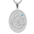 Mother and Son - Oval Pendant with Birthstone