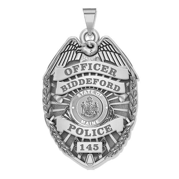 Personalized Maine Police Badge with Your Rank, Number & Department
