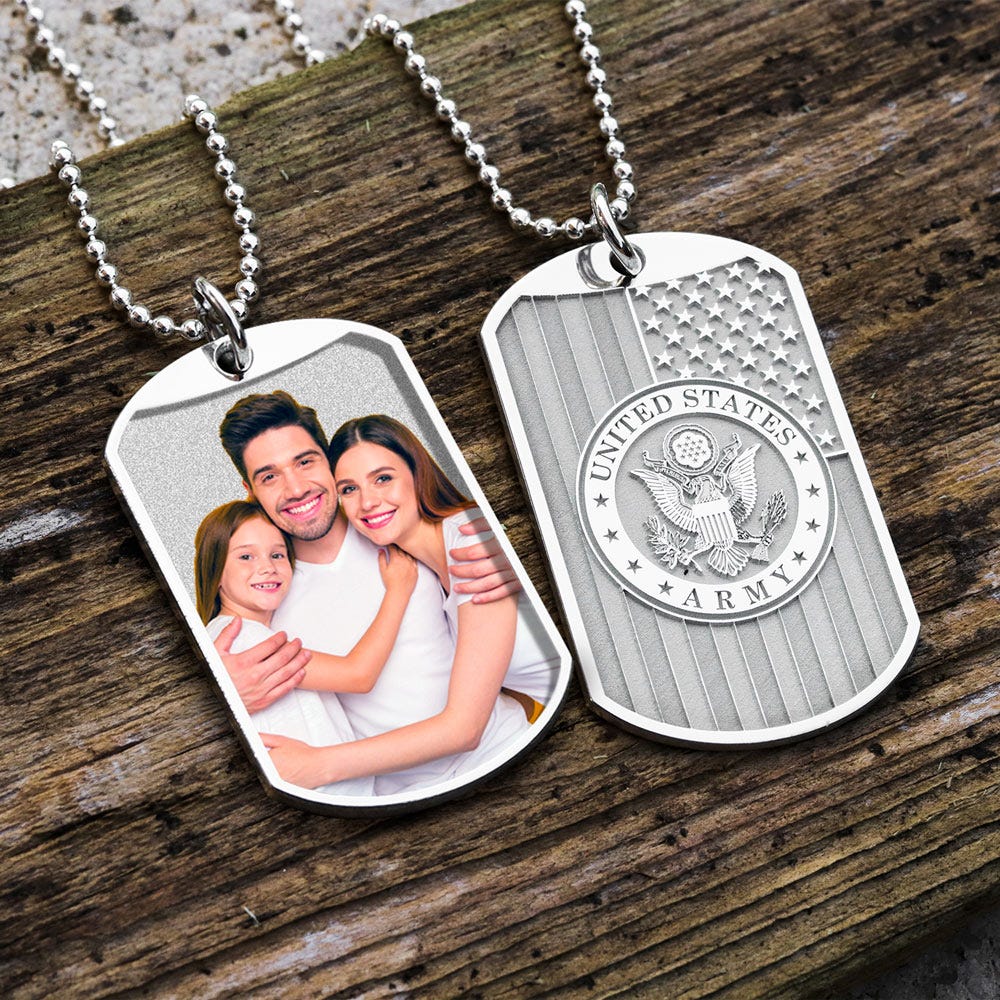 Officially Licensed Reversible US Army Photo Engraved Dog Tag