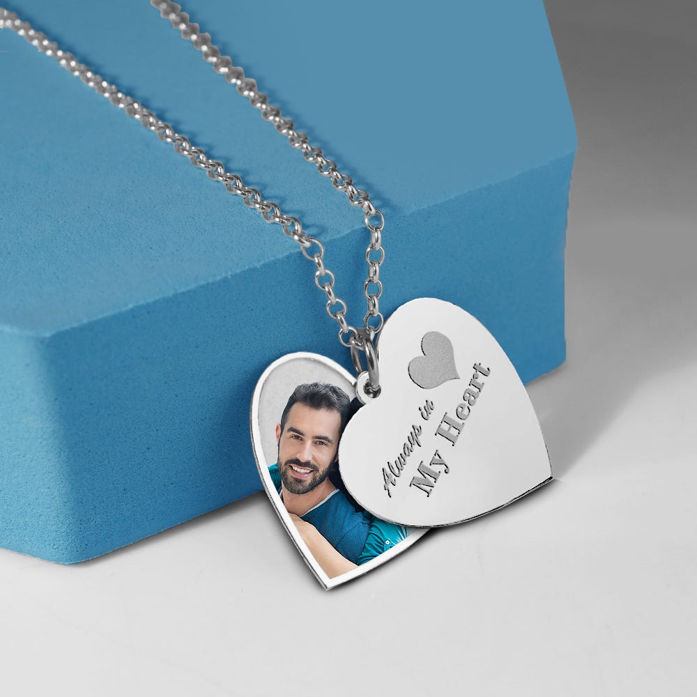 Always In My Heart Heart Swivel Photo Pendant
