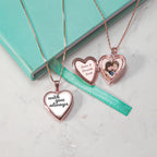 Rose Gold Plated Fancy Script Heart Photo Locket