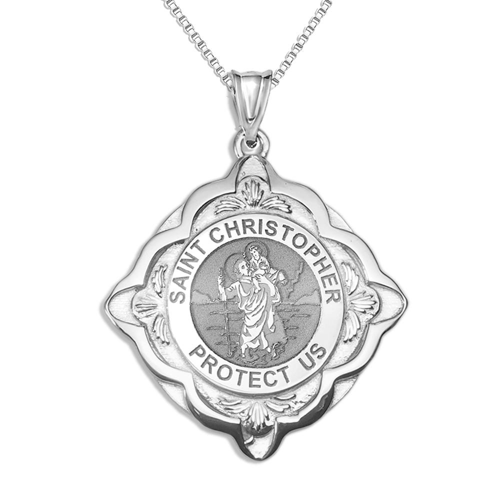 Saint Christopher Cathedral Round Religious Medal