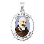 Padre Pio Scalloped Oval Religious Medal