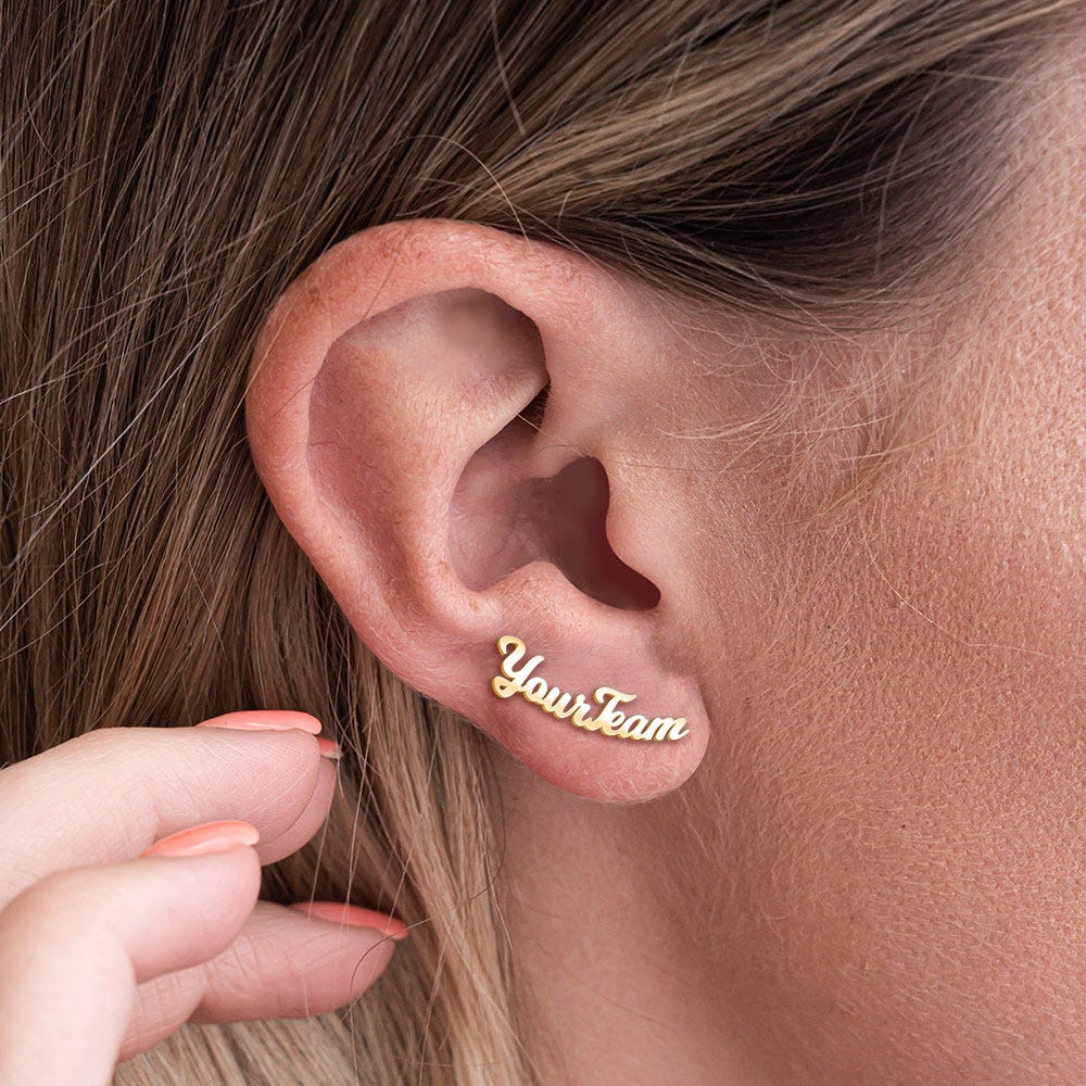 Script College Team Name Earrings