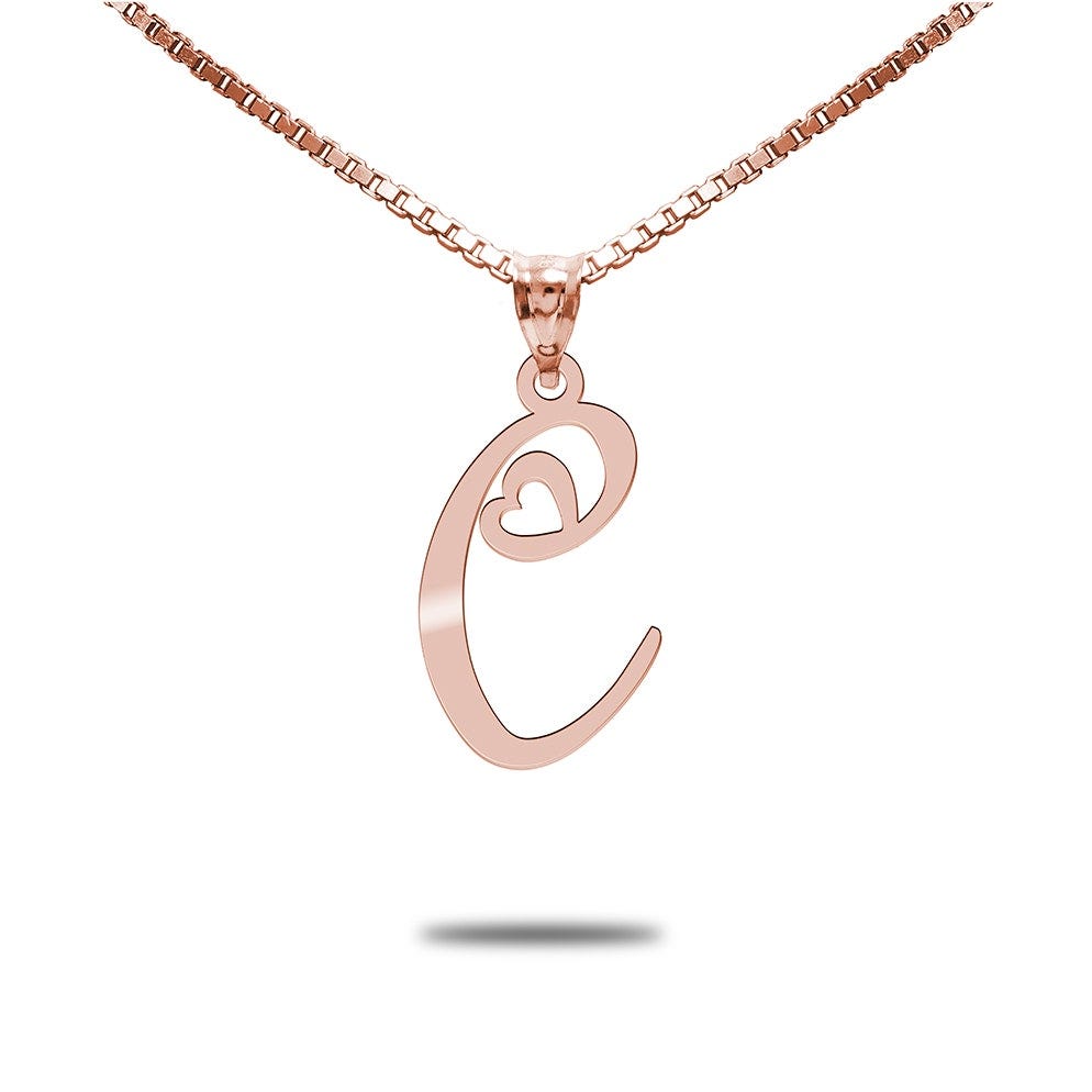 Initial Necklace with Tiny Heart