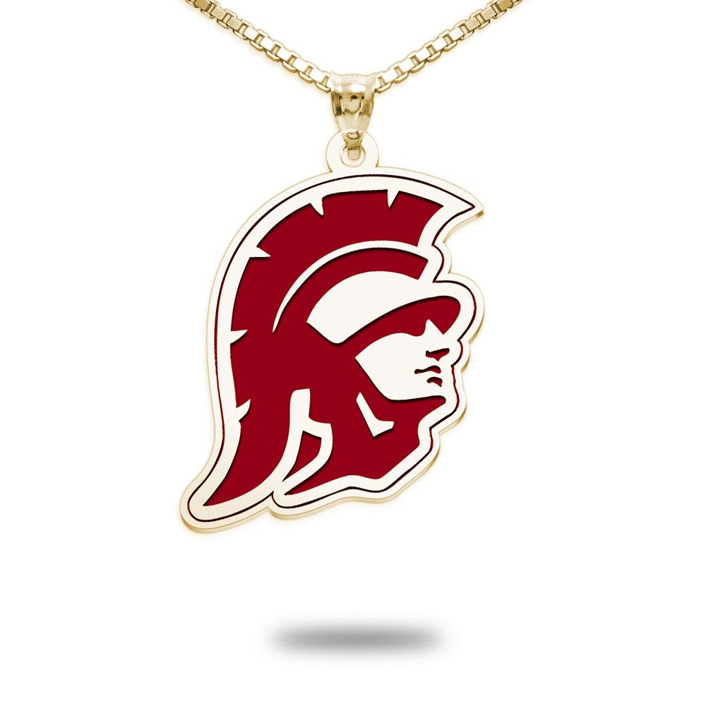 Usc Color Enamel Trojan Head Necklace