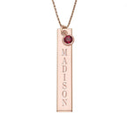 Personalized Vertical Name Necklace with Birthstone Charm and 18" Chain