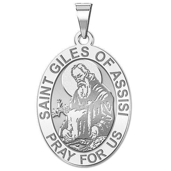 Saint Giles of Assisi Religious Medal - Oval