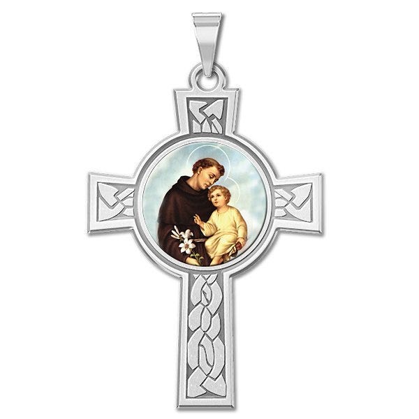 Saint Anthony Cross Religious Medal "Color