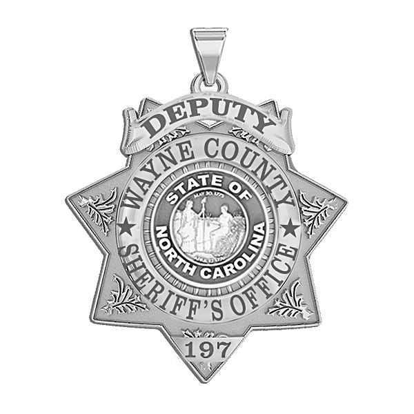 Personalized North Carolina 7-Point Star Sheriff Badge with Rank, Number & Dept.