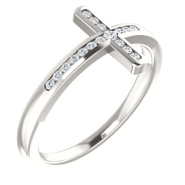 1/10 Ctw Diamond Sideways Cross Ring
