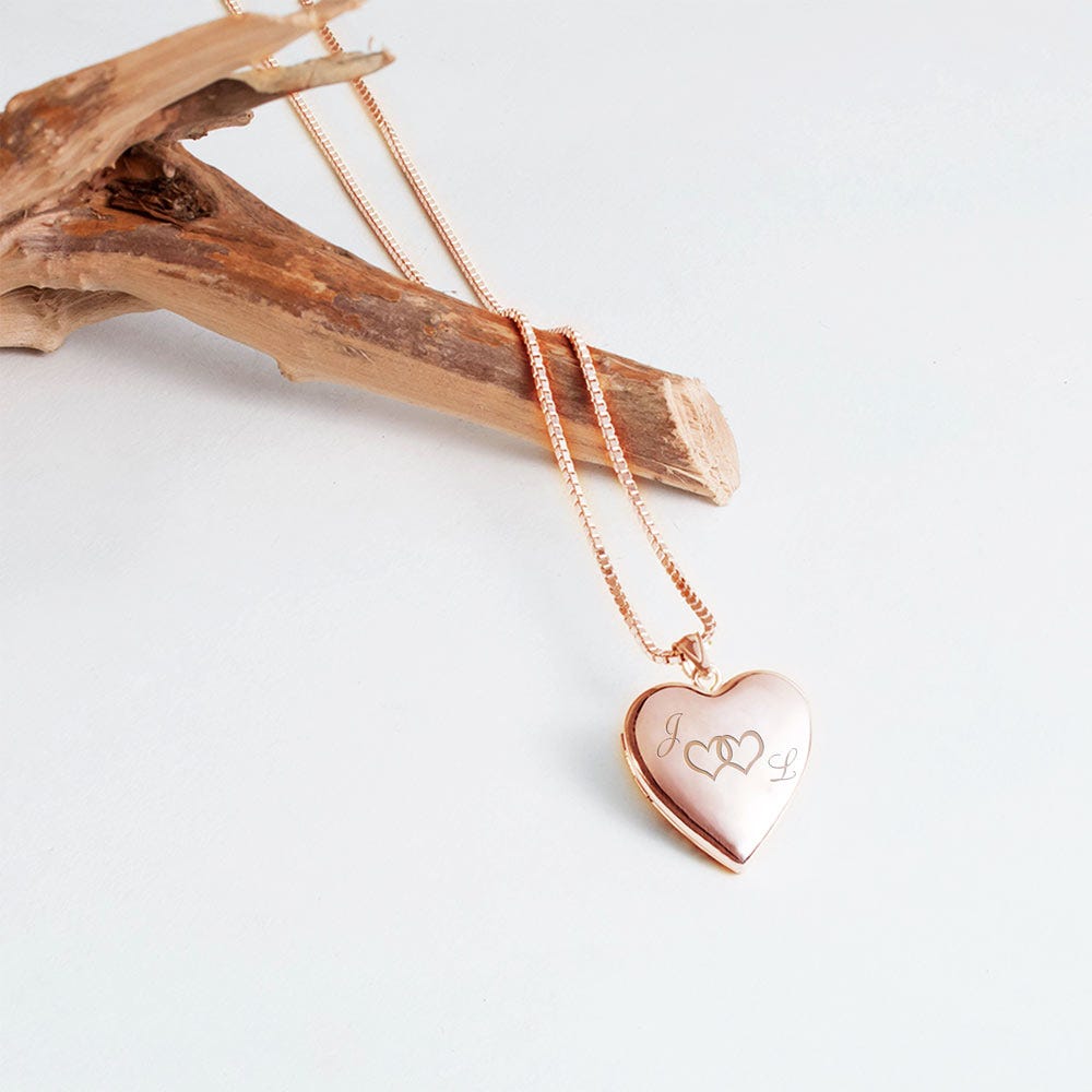 Rose Gold Plated " Together Forever" Heart Photo Locket