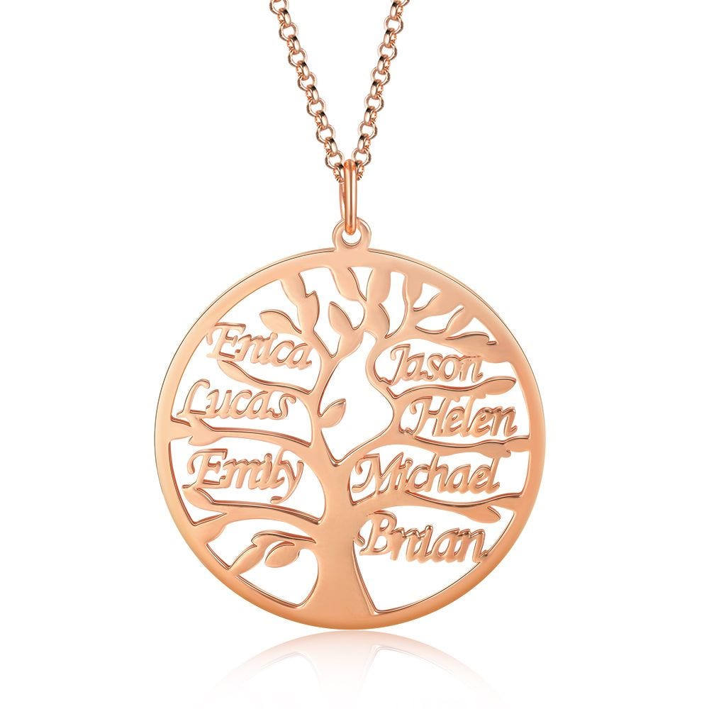 Personalized Family Tree Pendant with Up to 7 Names