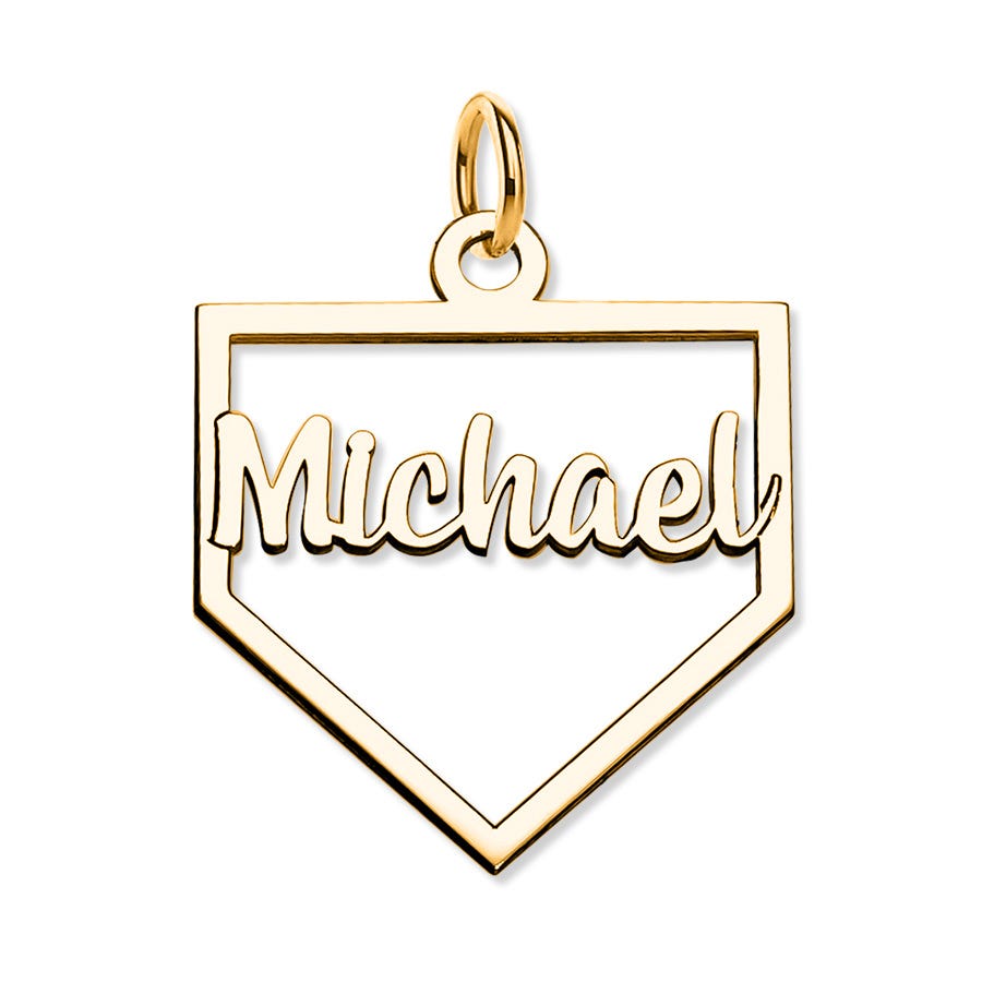 Personalized Cut-Out Baseball Homeplate Pendant with Name