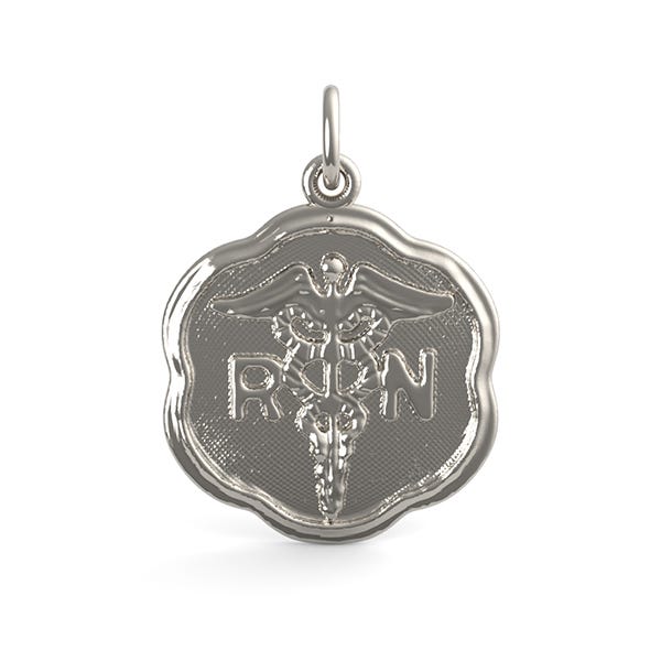 RN Caduceus Scalloped Disc Charm