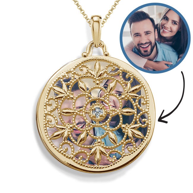 Yellow Gold Swivel Round Photo Locket