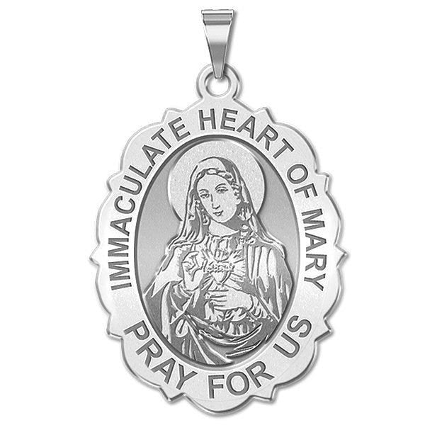 Immaculate Heart of Mary Scalloped Oval Religious Medal
