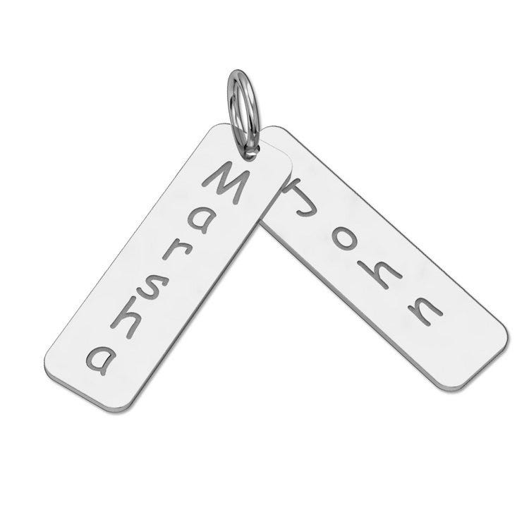 Personalized Tall Tags Couples Set with Birthstone & Name Each