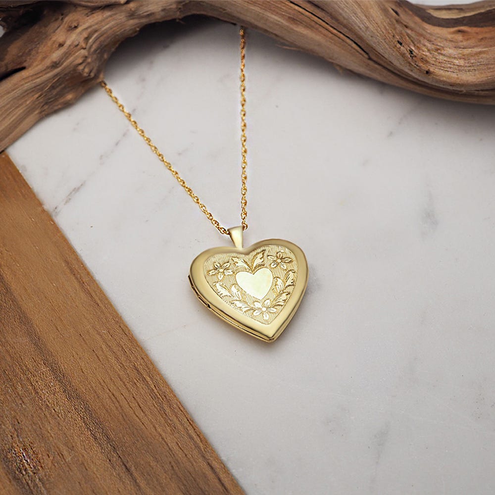 14K Gold Filled Love Heart Photo Locket