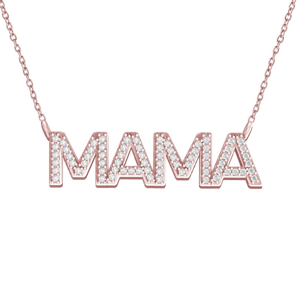 14K Gold Mama Diamond Name Necklace