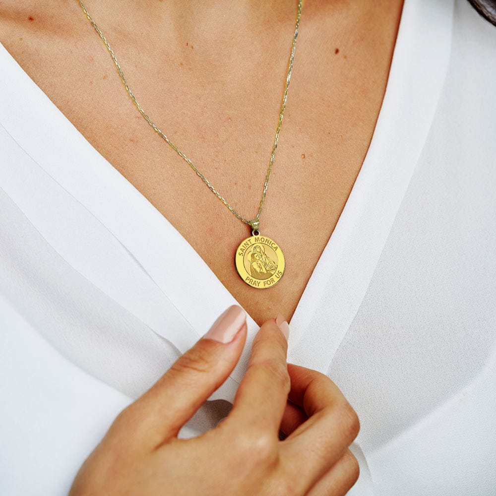 Saint Monica With Her Son Saint Augustine Religious Medal