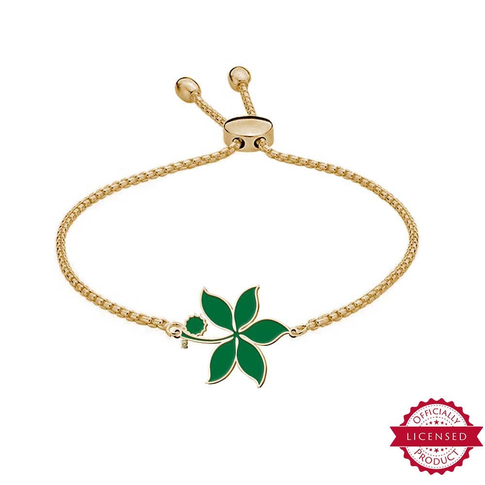 Ohio State University Color Enamel Buckeye Leaf Bracelet