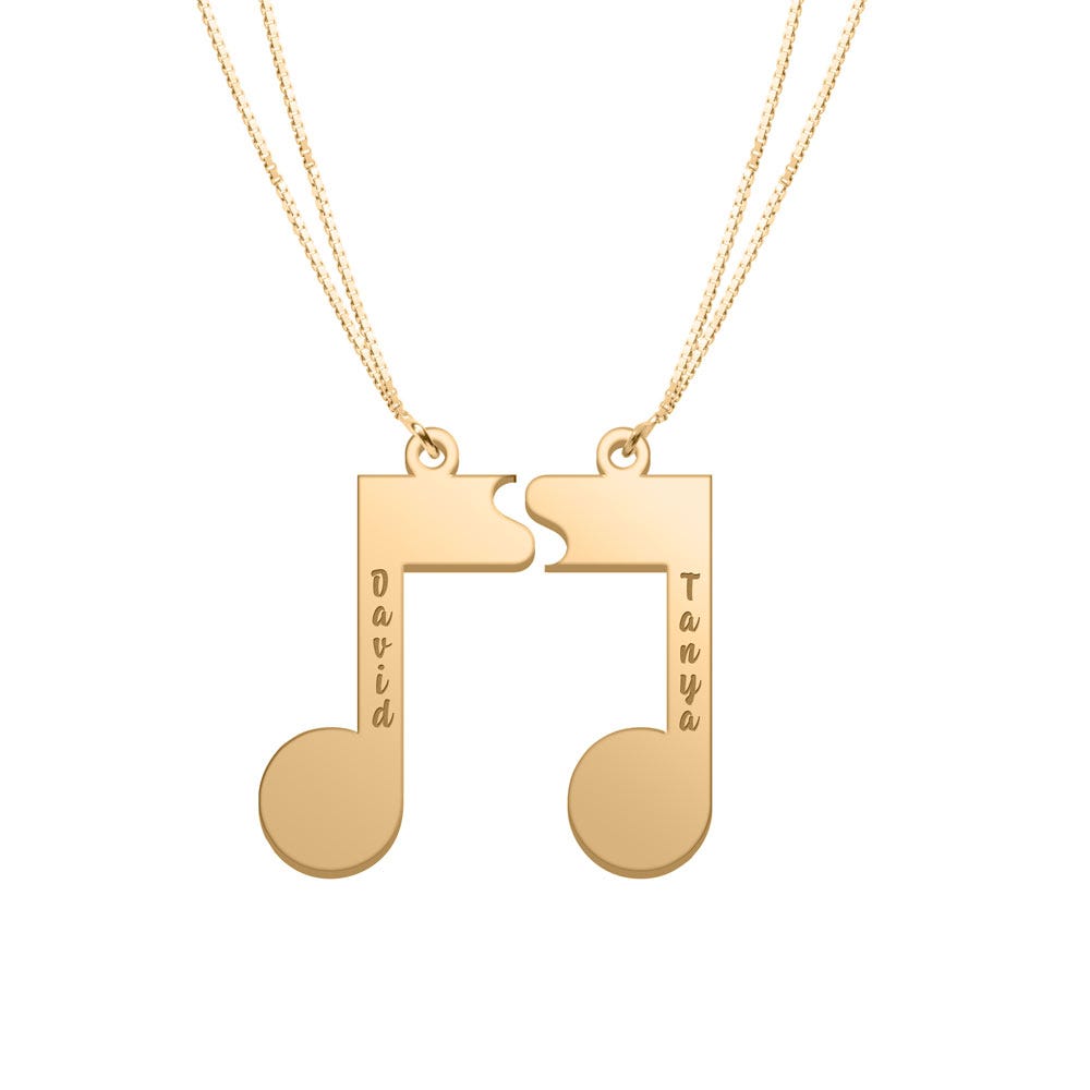 Split Music Note Name Jewelry