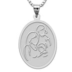 Mother with Two Daughters - Oval Pendant