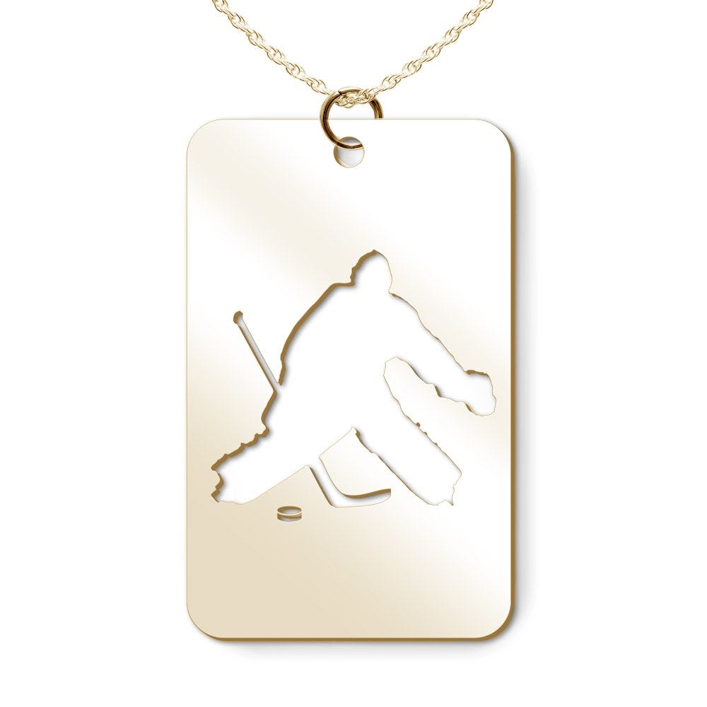 Hockey Goalie Cut-Out Rectangle Pendant