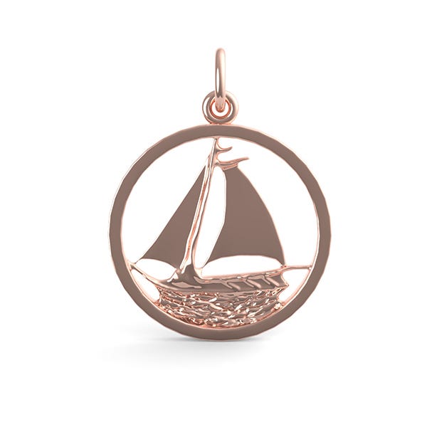 Sail Boat in Ring Charm