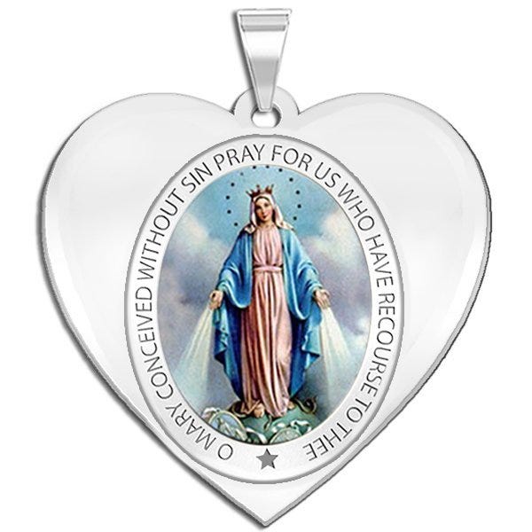 Miraculous Medal Heart Shaped Color