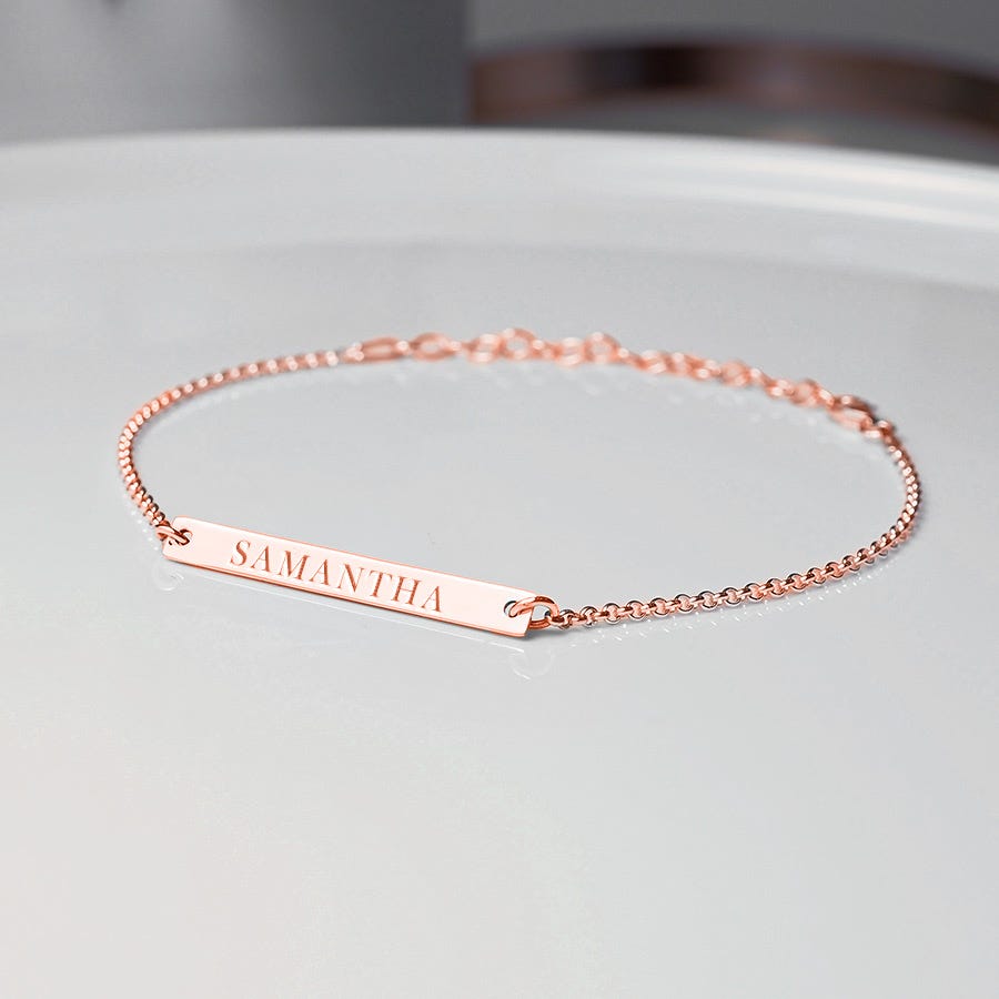 Dainty Thin Name Bar Bracelet