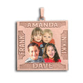 Square Photo Pendant with 4 Names Etched