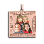 Square Photo Pendant with 4 Names Etched